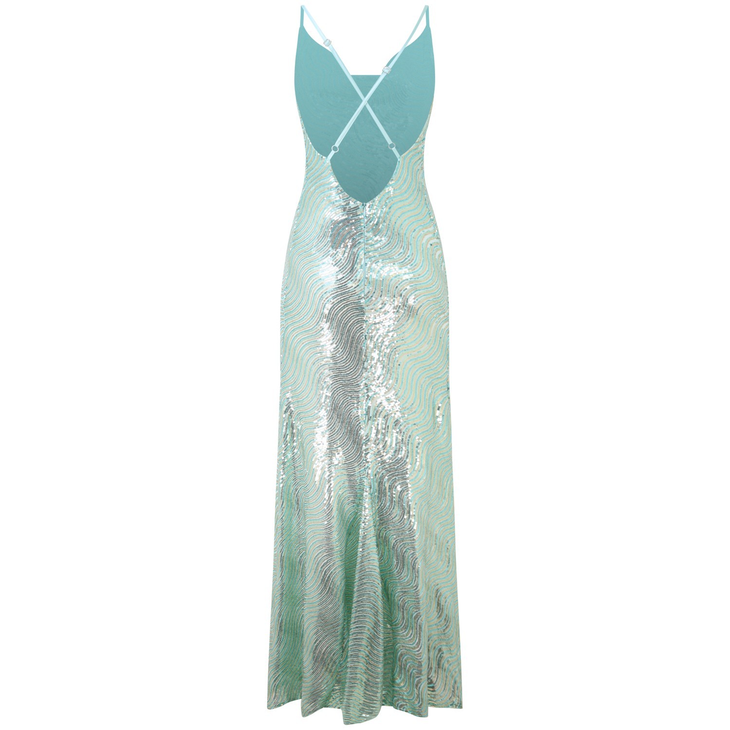 Abito lungo verde paiettato per donna 2