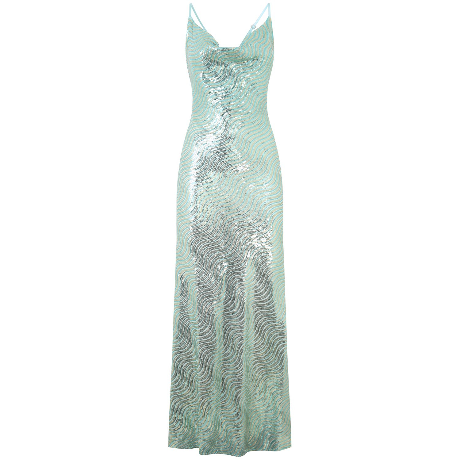 Abito lungo verde paiettato per donna