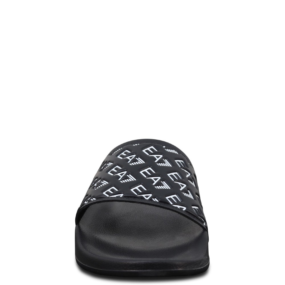 Ciabatta nera con logo all over per uomo