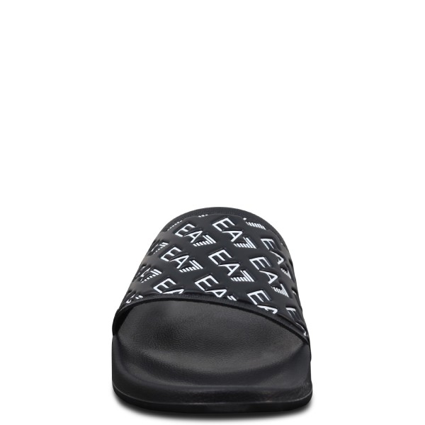 Ciabatta nera con logo all over per uomo