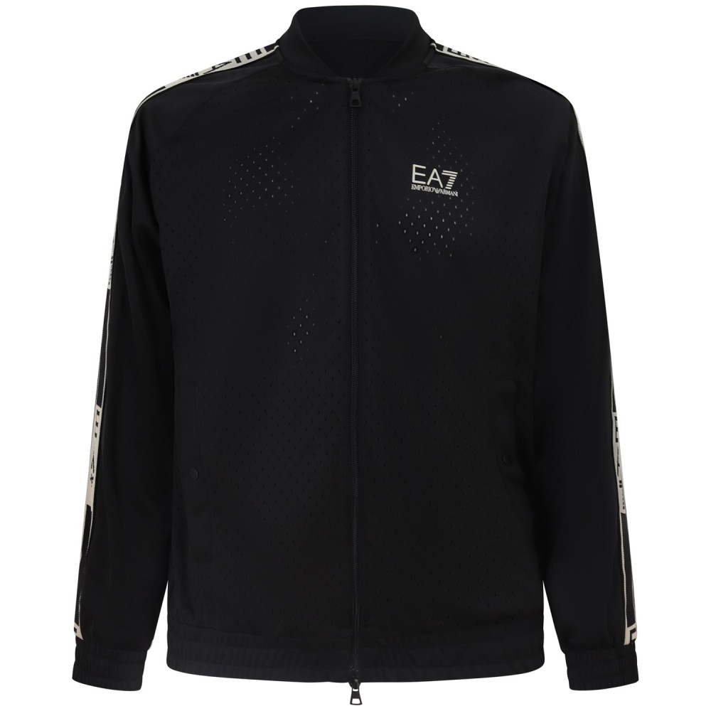 Felpa nera  con zip per uomo