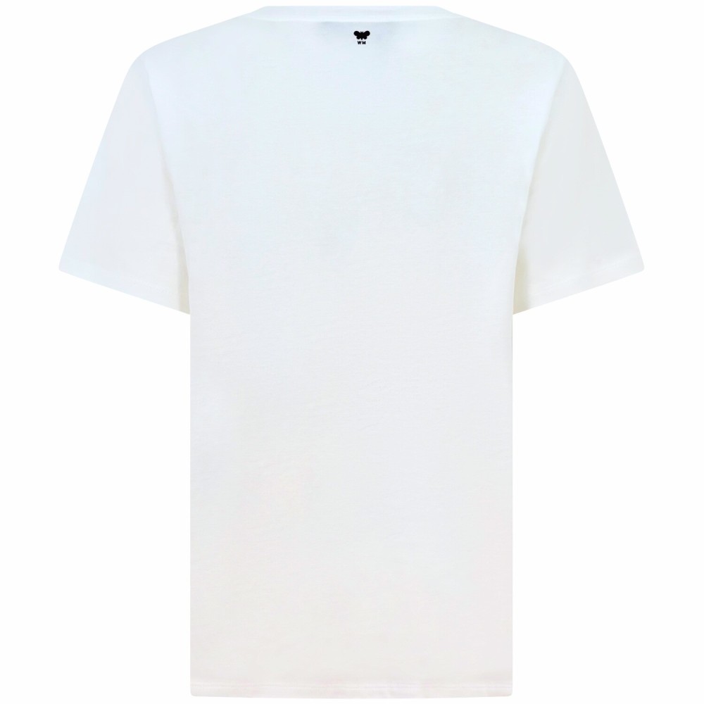 T-shirt bianca con logo nero per donna