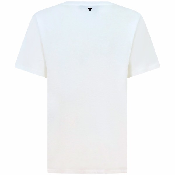 T-shirt bianca con logo nero per donna