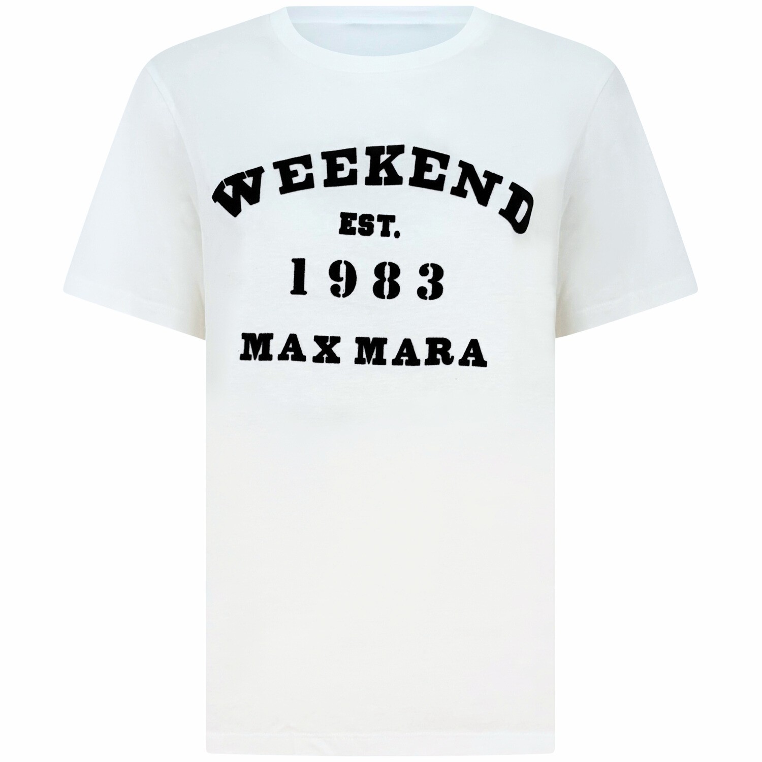 T-shirt bianca con logo nero per donna