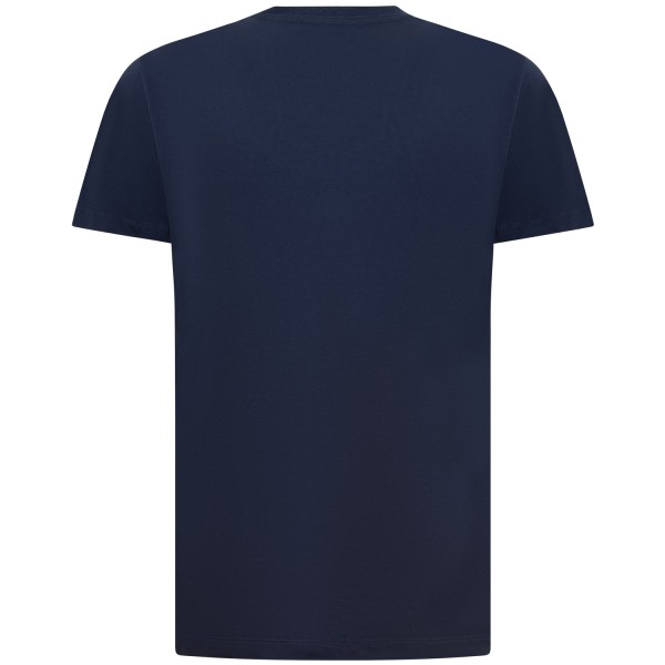T-shirt blu con logo ricamato per uomo