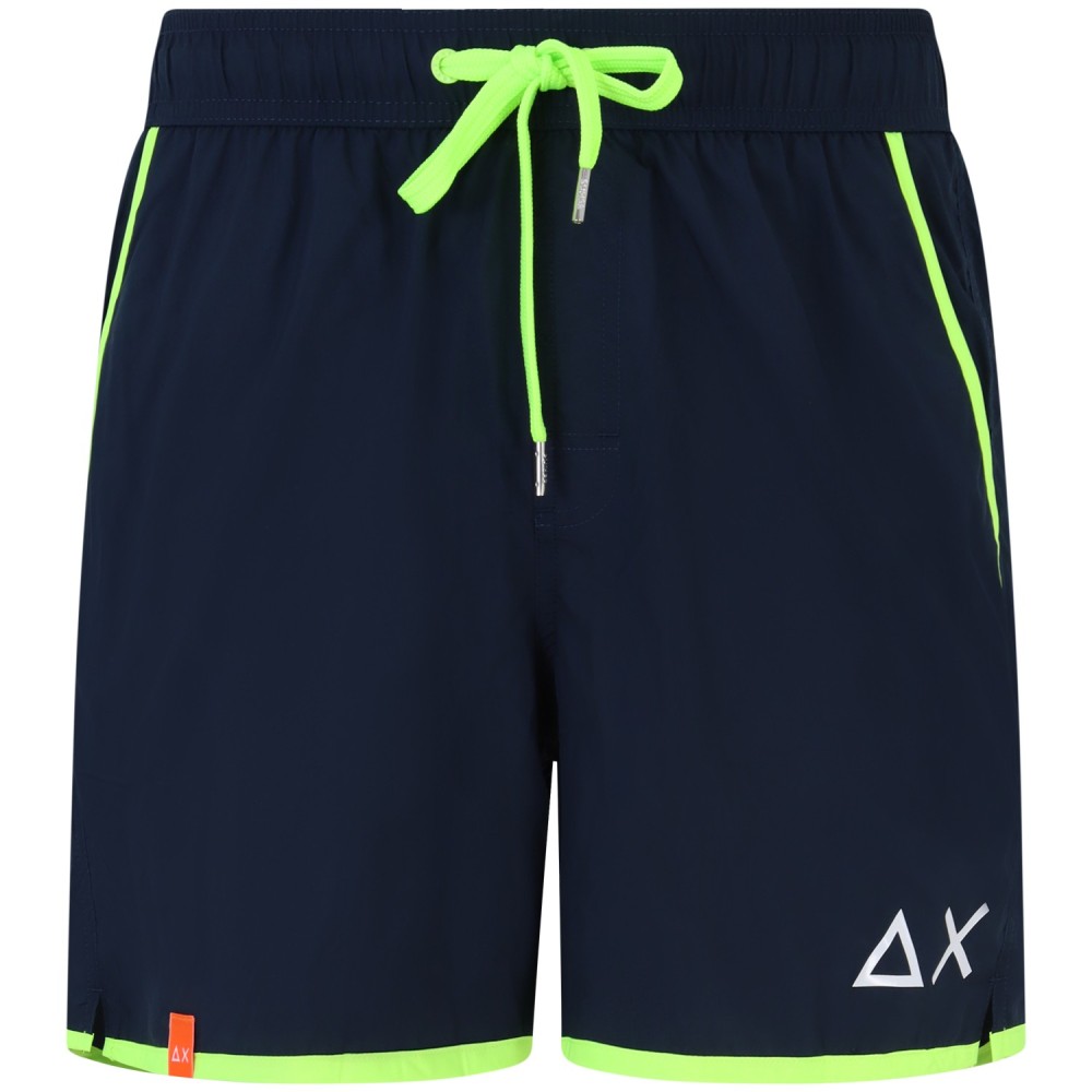 Shorts mare blu con mini logo per uomo