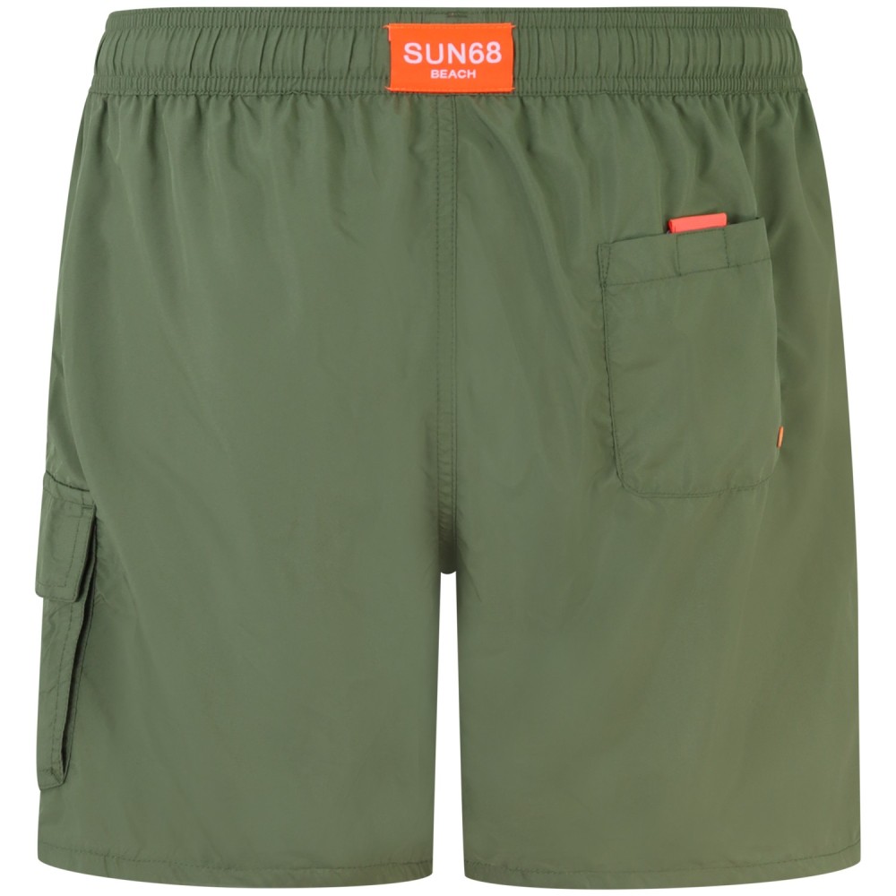 Shorts mare verde con mini logo per uomo
