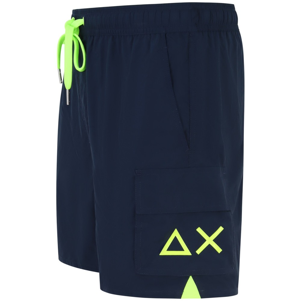 Shorts mare blu con mini logo per uomo