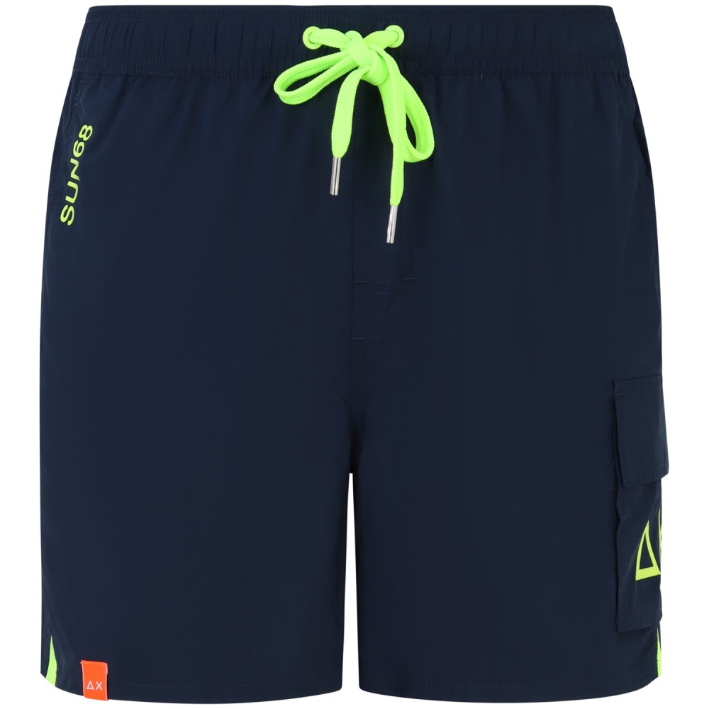 Shorts mare blu con mini logo per uomo