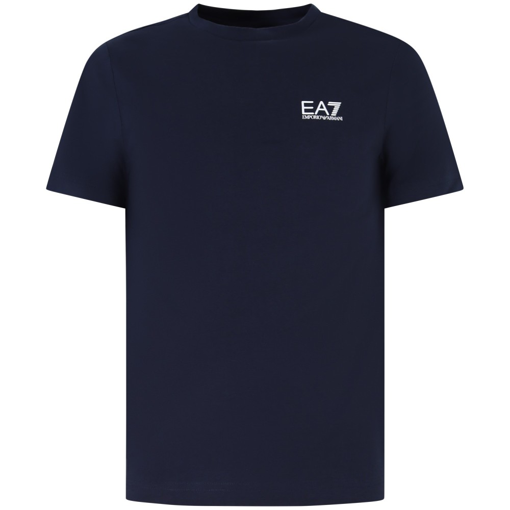 T-shirt blu con mini logo per uomo