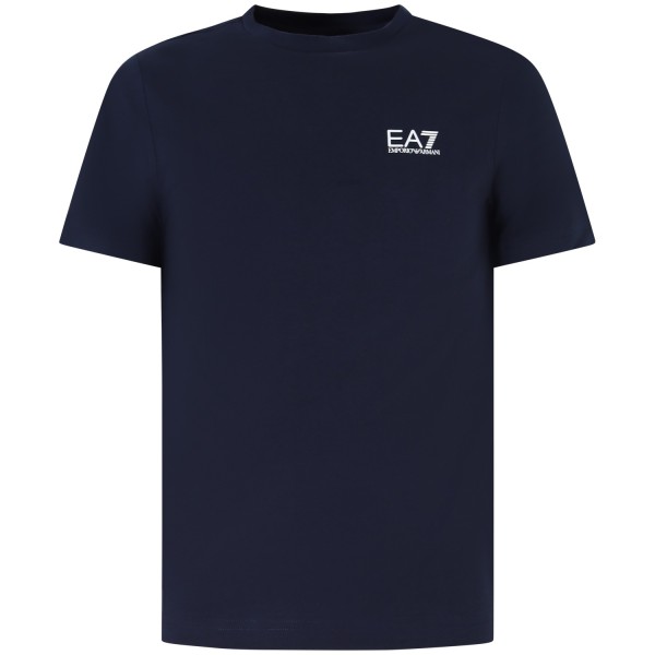 T-shirt blu con mini logo per uomo