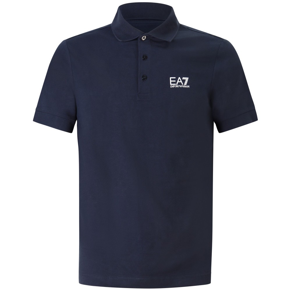 Polo blu con mini logo per uomo