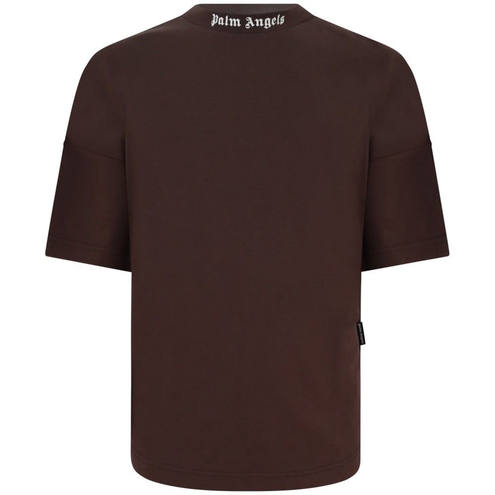 T-shirt marrone con stampa  sul retro per uomo