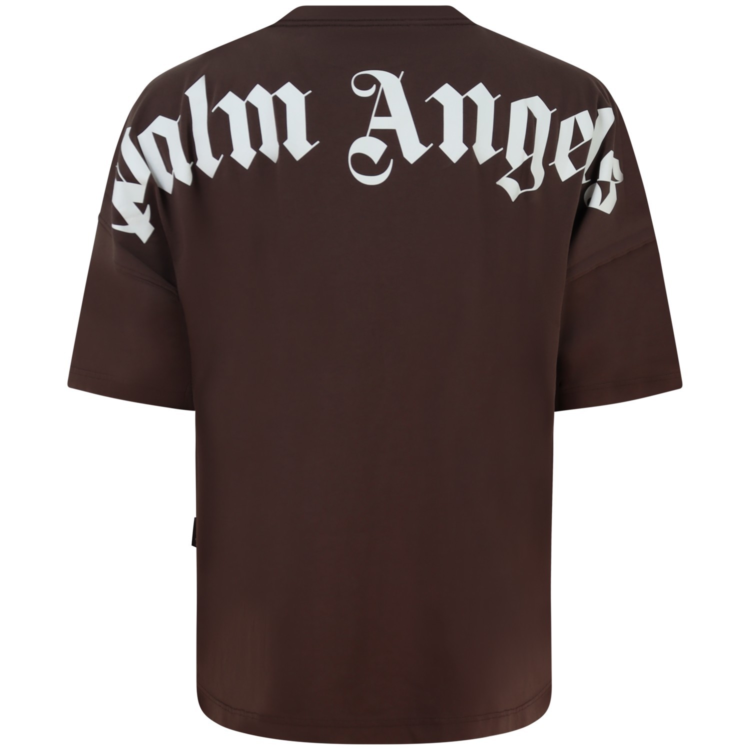 T-shirt marrone con stampa  sul retro per uomo 2