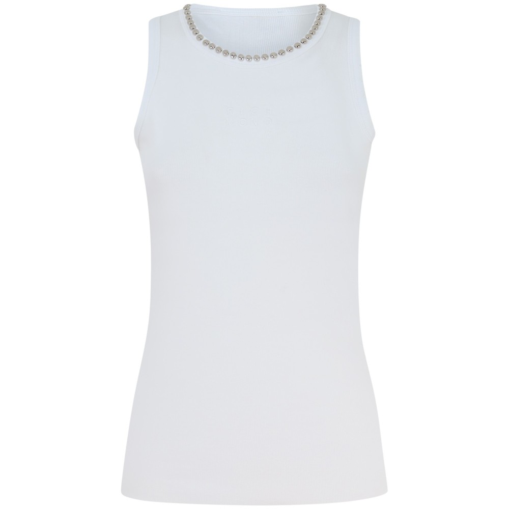 Canotta bianca con borchie per donna
