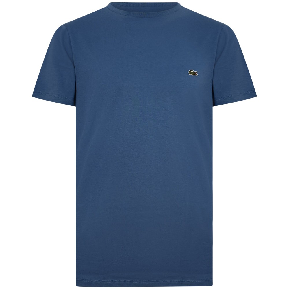 T-shirt celeste con mini logo per uomo