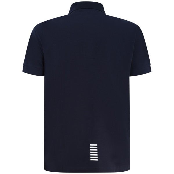 Polo blu con mini logo per uomo