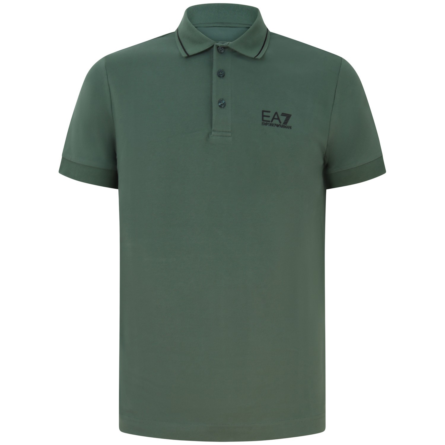 Polo verde con riporti neri per uomo