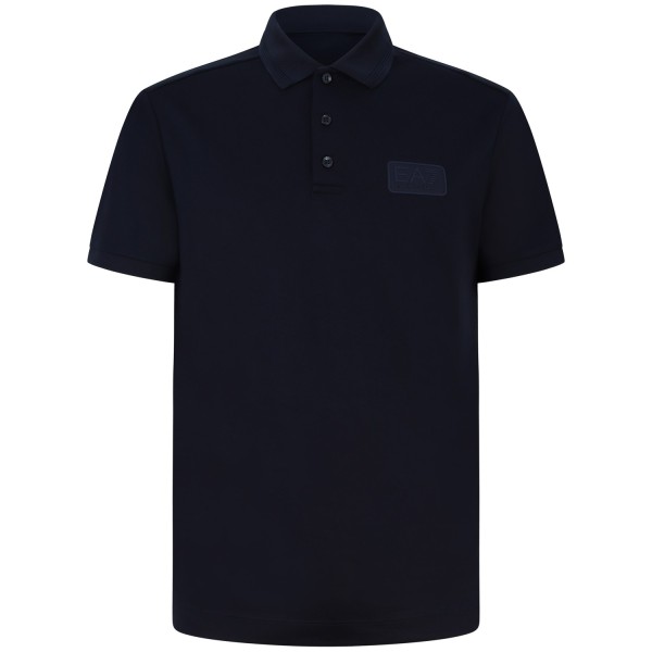 Polo blu con targhetta per uomo