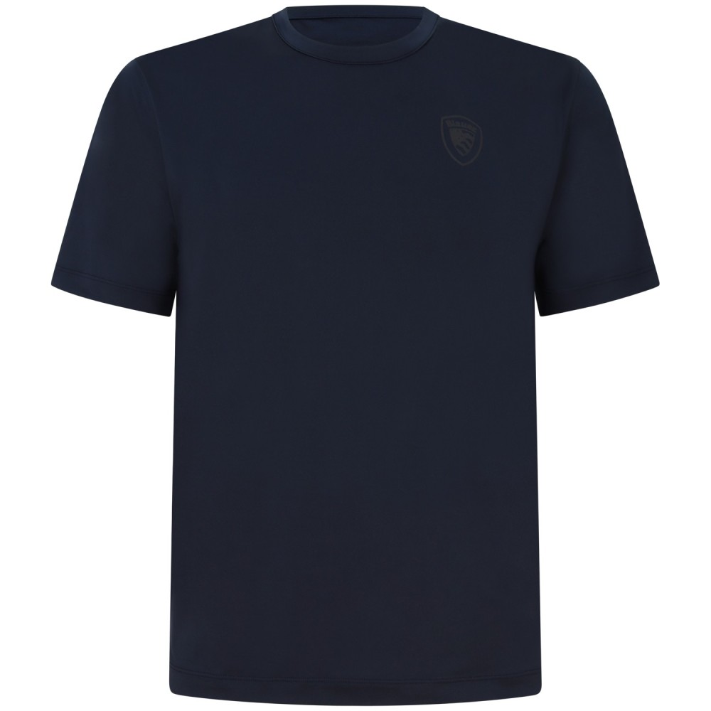 T-shirt blu tessuto tecnico per uomo