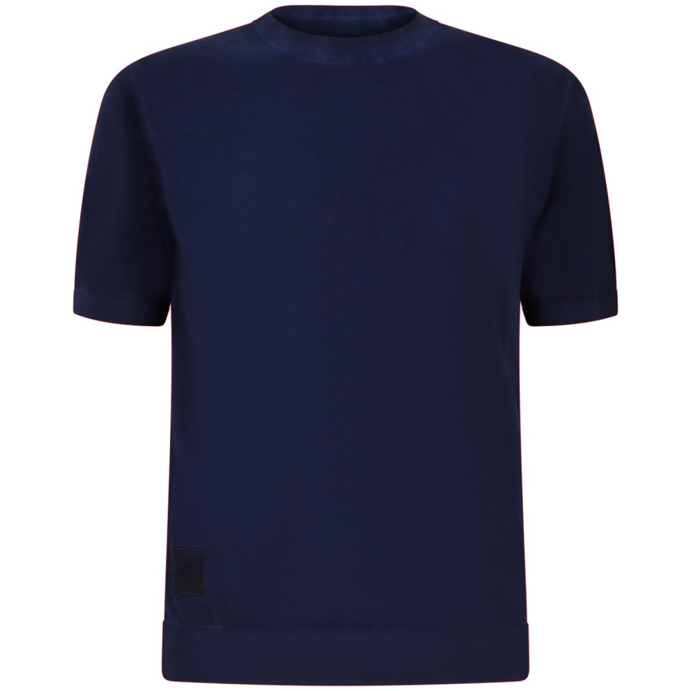 T-shirt in maglia blu per uomo