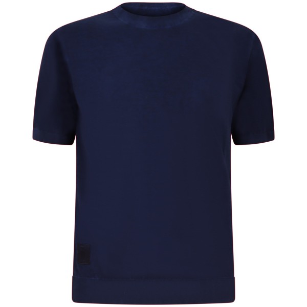 T-shirt in maglia blu per uomo