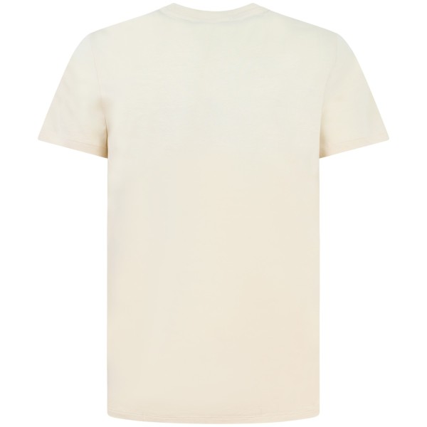 T-shirt beige con mini logo per uomo