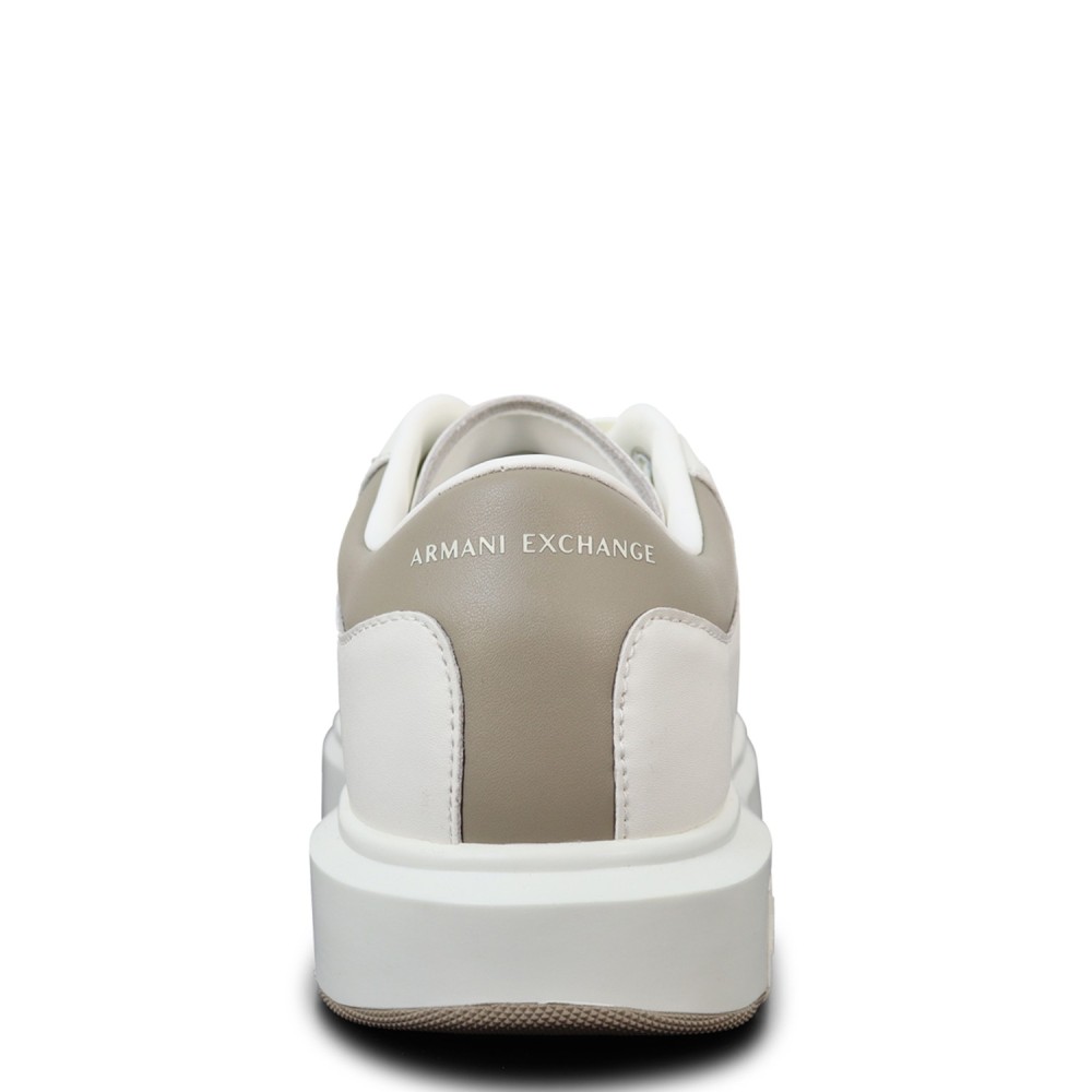 Sneakers bianche e beige  con mini logo per uomo