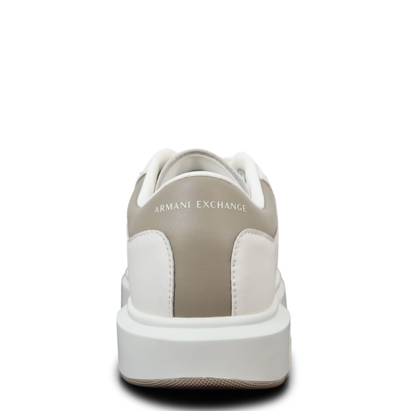 Sneakers bianche e beige  con mini logo per uomo