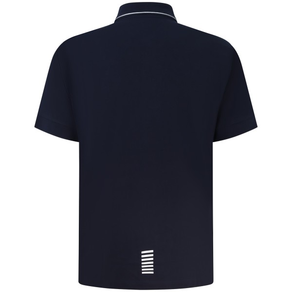 Polo blu con riporti bianchi per uomo