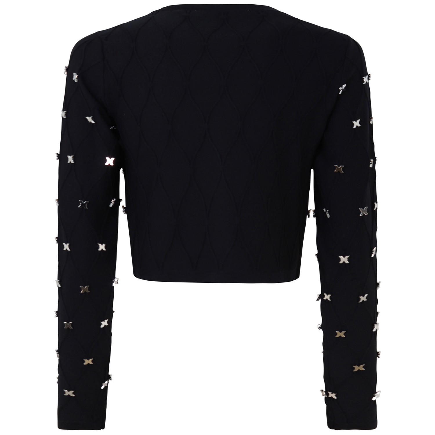 Cardigan crop nero per donna 2