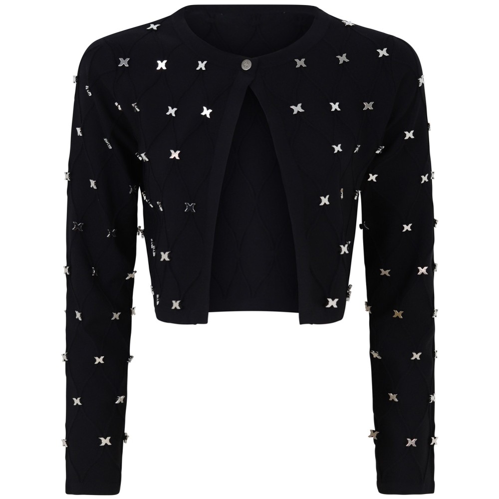Cardigan crop nero per donna