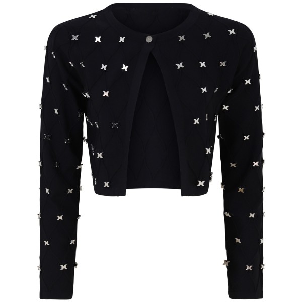 Cardigan crop nero per donna