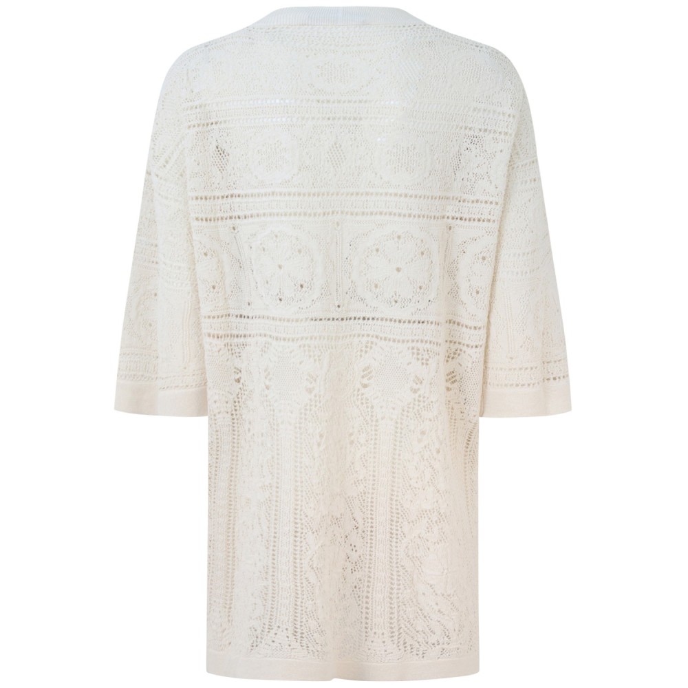 Cardigan avorio in pizzo per donna