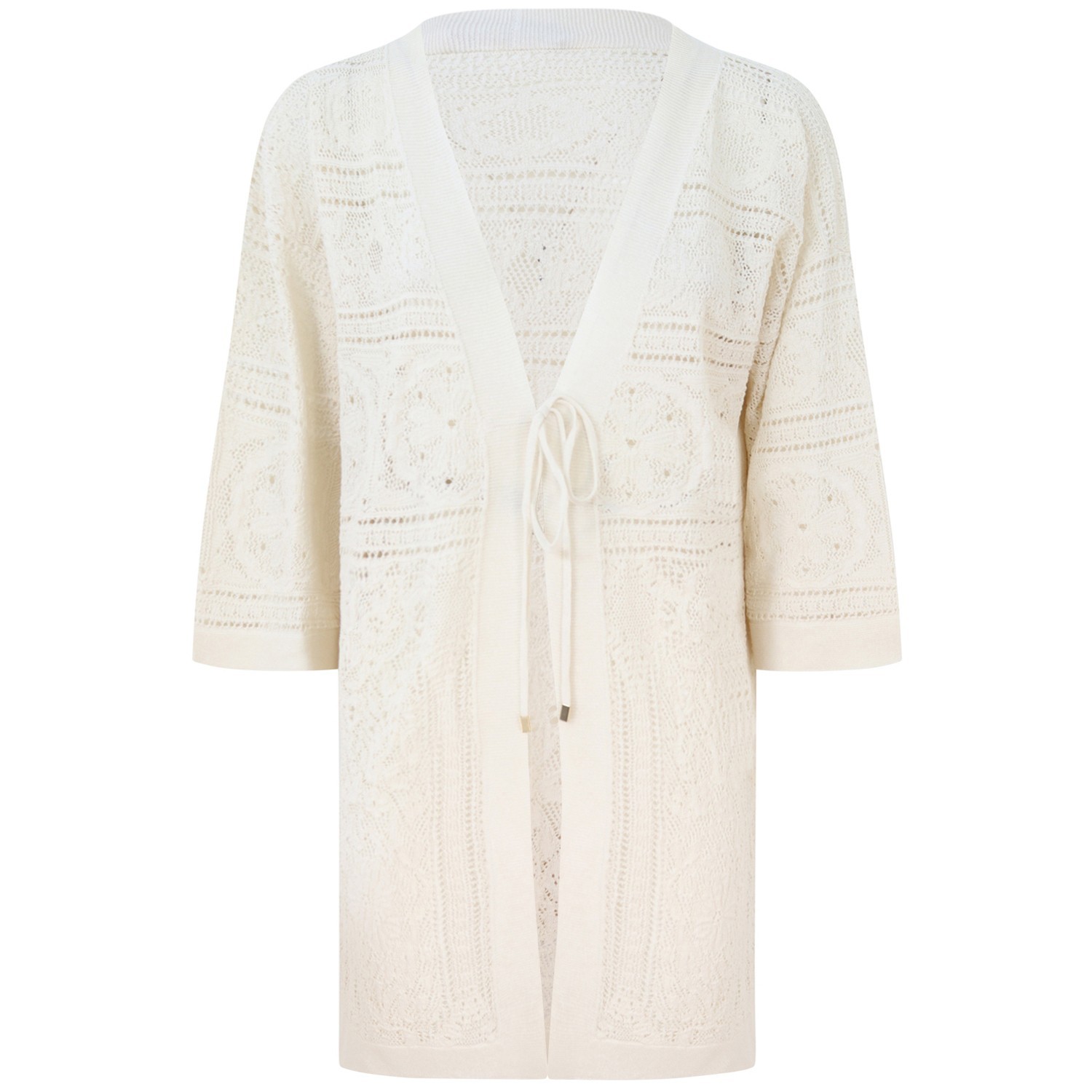 Cardigan avorio in pizzo per donna