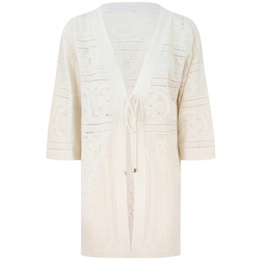 Cardigan avorio in pizzo per donna