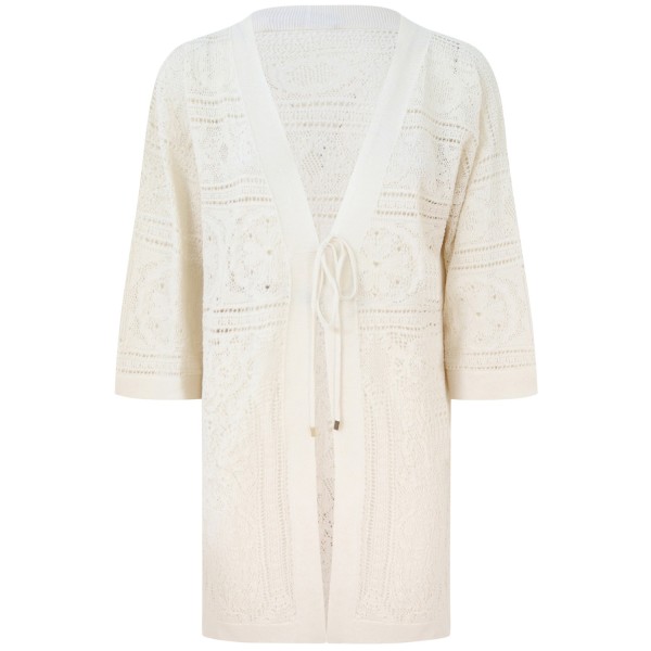 Cardigan avorio in pizzo per donna