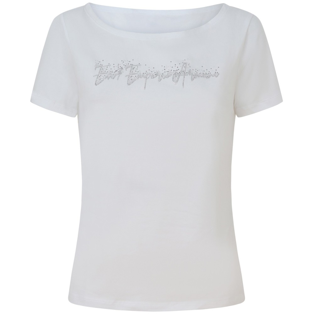 T-shirt bianca con logo per donna