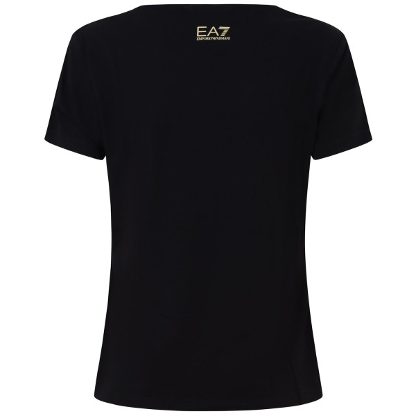 T-shirt nera con logo per donna