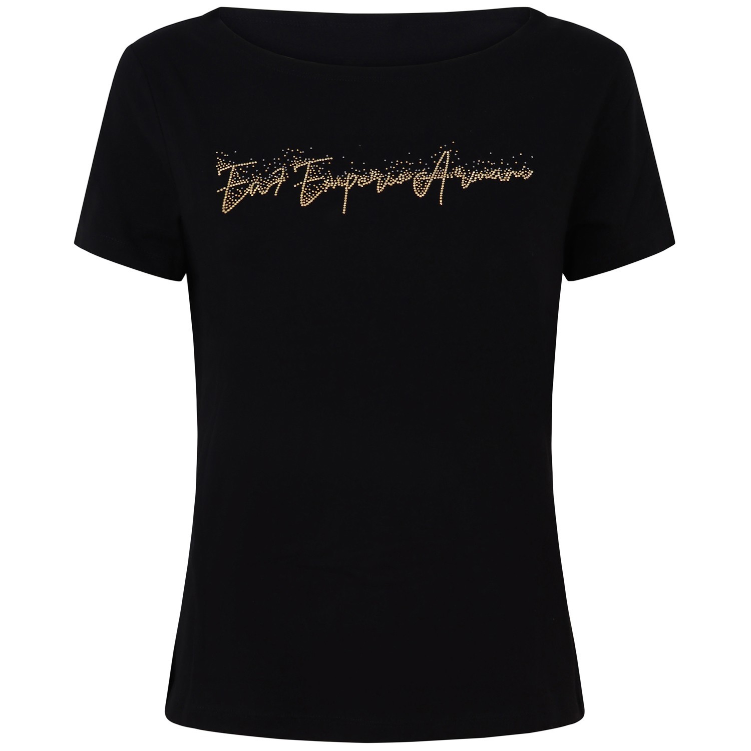 T-shirt nera con logo per donna