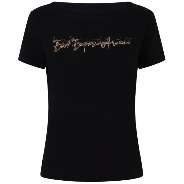 T-shirt nera con logo per donna