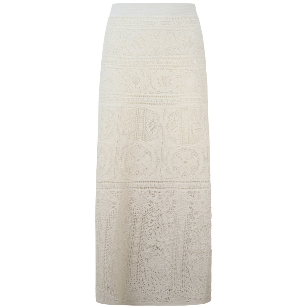 Gonna avorio in pizzo per donna