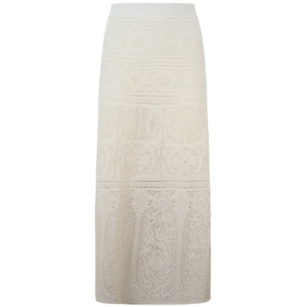 Gonna avorio in pizzo per donna