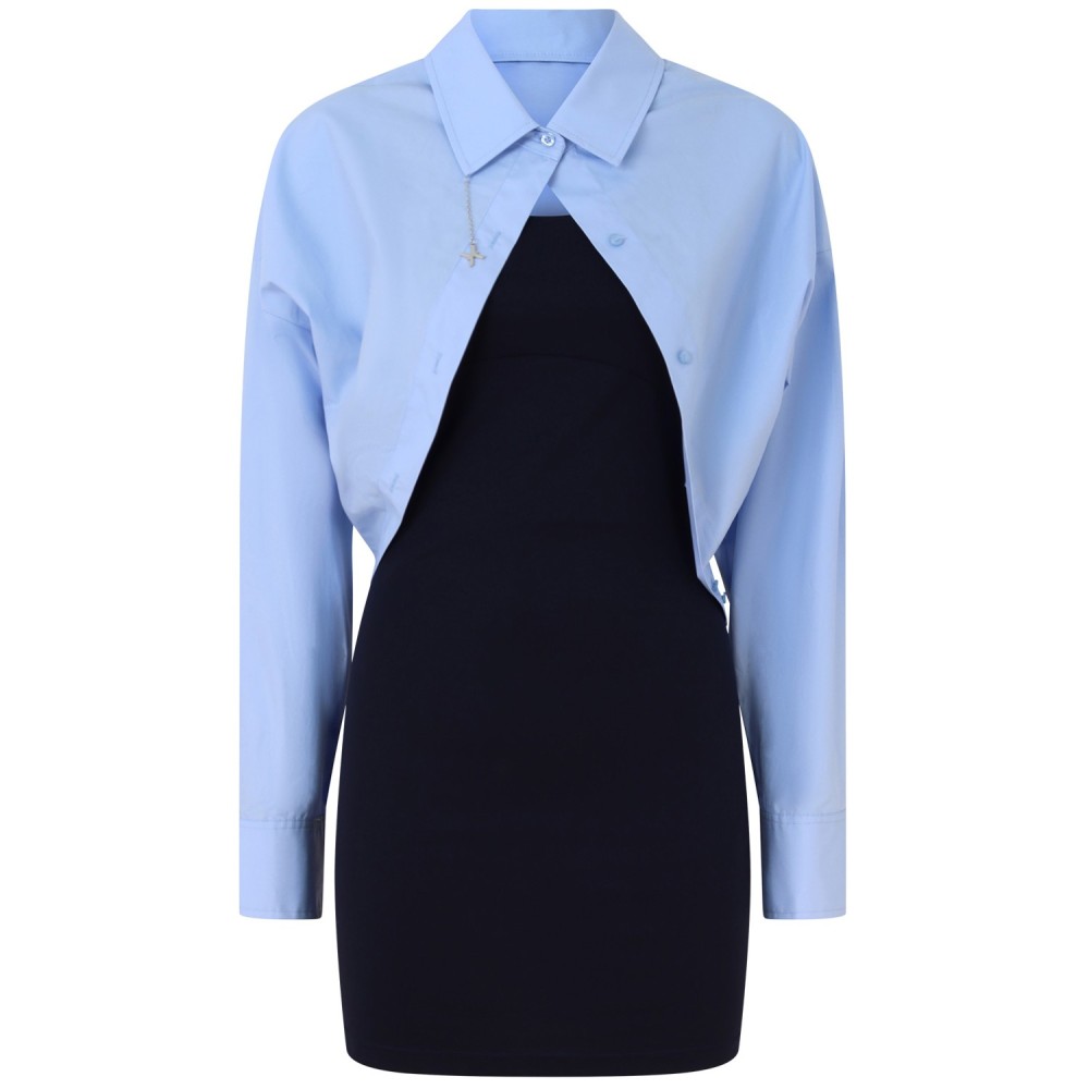Abito blu con camicia per donna