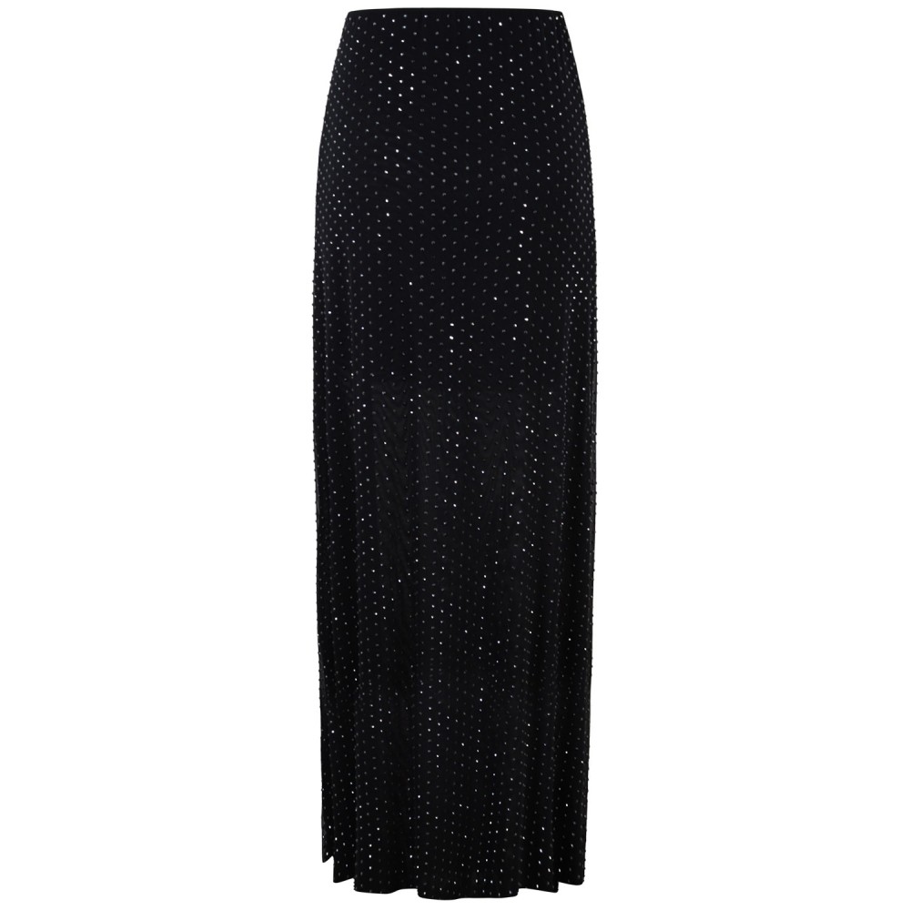 Gonna lunga nera con strass per donna