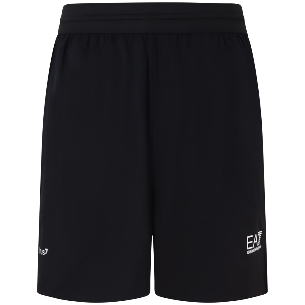 Completo shorts/t-shirt nero con mini logo per uomo