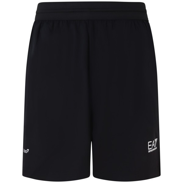Completo shorts/t-shirt nero con mini logo per uomo