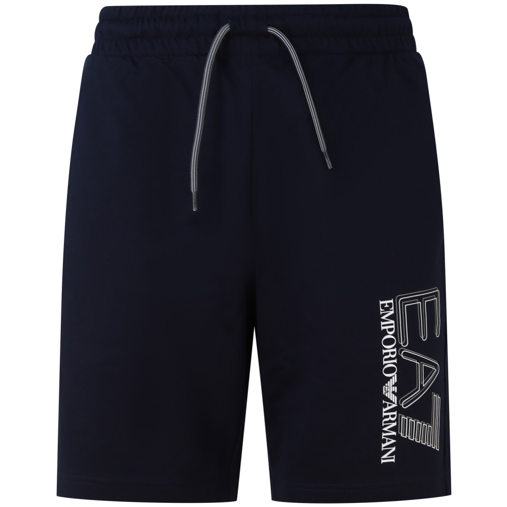 Bermuda blu con maxi  logo  per uomo