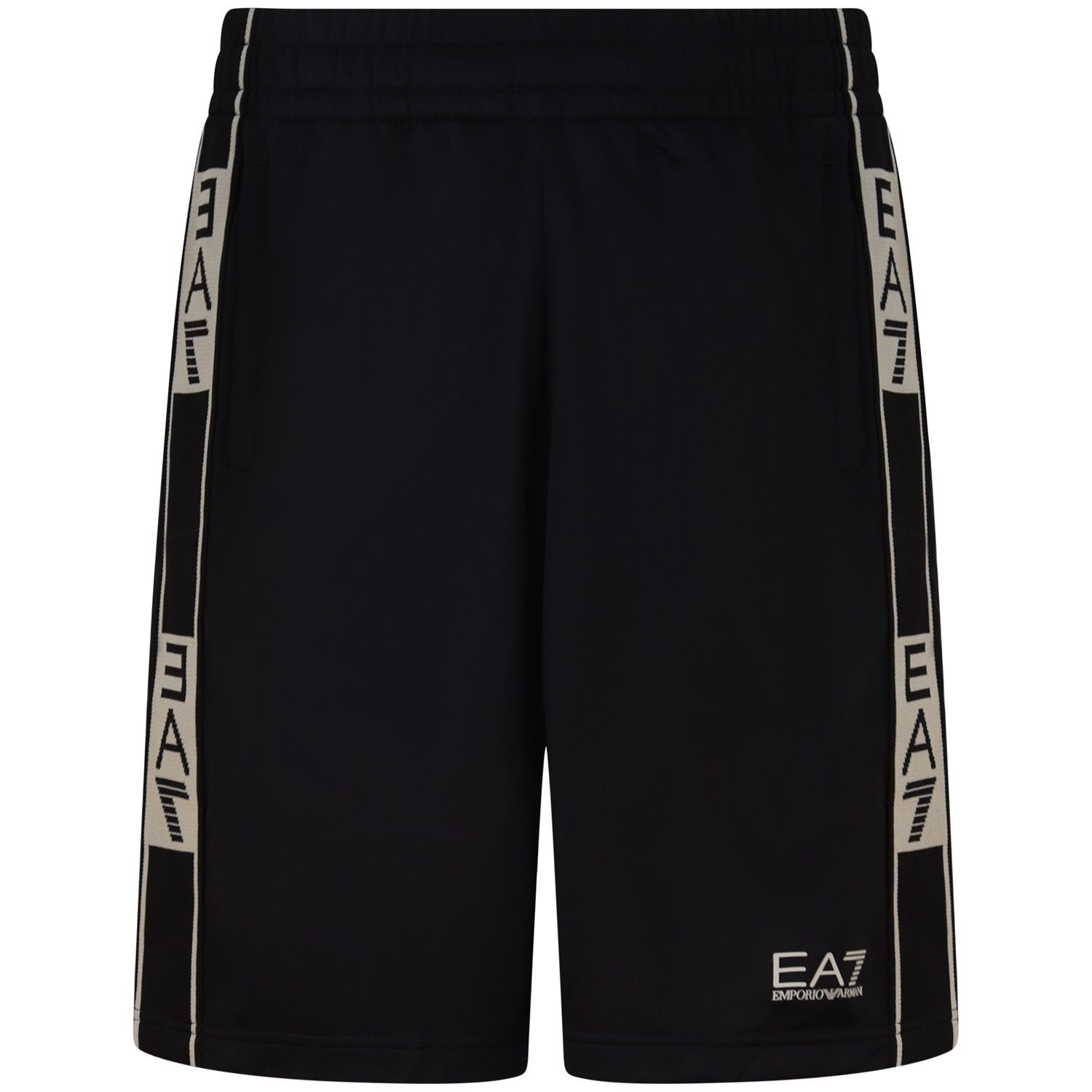 Bermuda nera con fascia beige per uomo