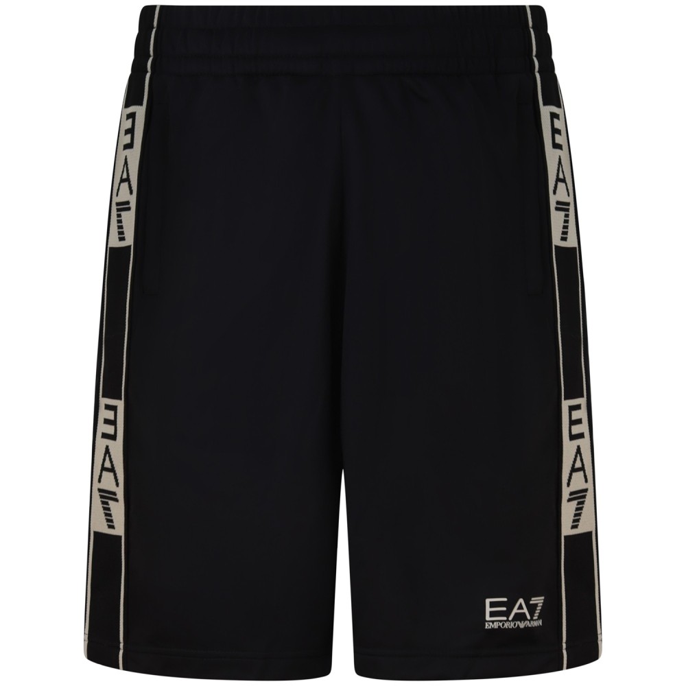 Bermuda nera con fascia beige per uomo